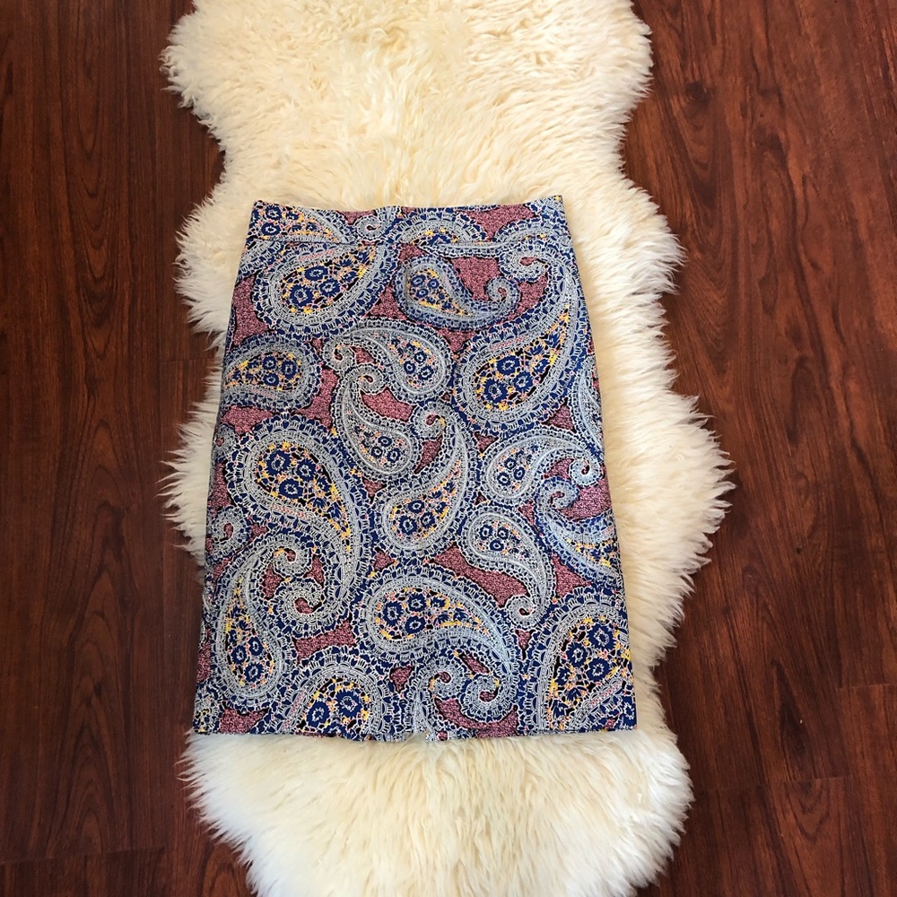 J. Crew paisley No. 2 pencil Skirt Size 8